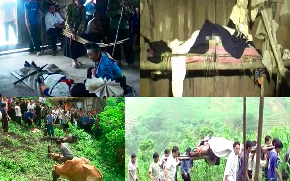 Đám tang kéo dài, treo người chết trong nhà nhiều ngày là một hủ tục từng khó xóa bỏ ở Pù Nhi. Ảnh: Đặng Trung.