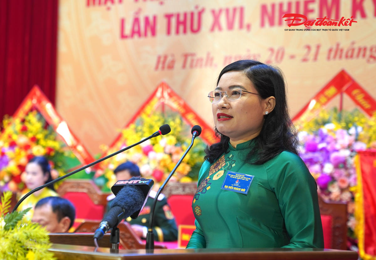 Phó Chủ tịch UBND tỉnh Hà Tĩnh Nguyễn Thị Nguyệt phát biểu tại đại hội. Ảnh: Hạnh Nuye