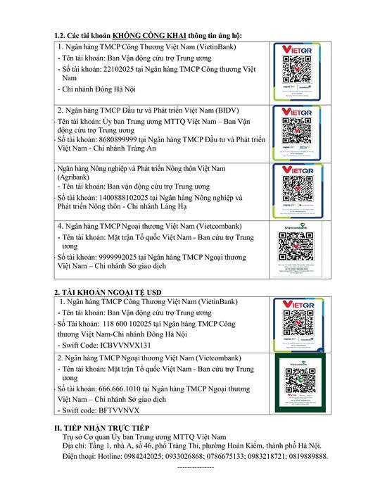 Lời kêu gọi của MTTQ Việt Nam về việc ủng hộ đồng bào khắc phục hậu quả mưa lũ 
