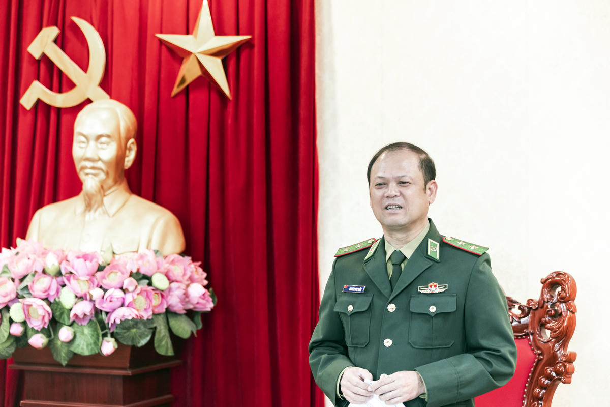 Trung tướng Nguyễn Anh Tuấn, Chính ủy Bộ đội Biên phòng phát biểu. Ảnh: Quang Vinh
