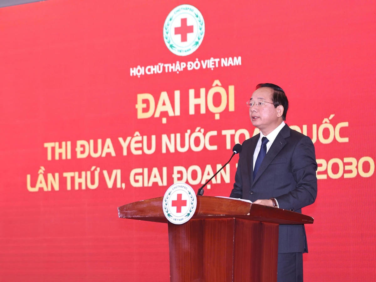 Ông Trịnh Văn Quyết - Bí thư Trung ương Đảng, Trưởng ban Tuyên giáo và Dân vận Trung ương phát biểu tại Đại hội.