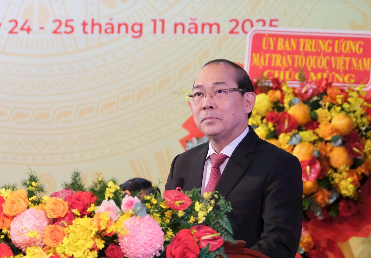 Ông Hoàng Công Thủy, Phó Chủ tịch Ủy ban Trung ương MTTQ Việt Nam phát biểu. Ảnh: ĐL.