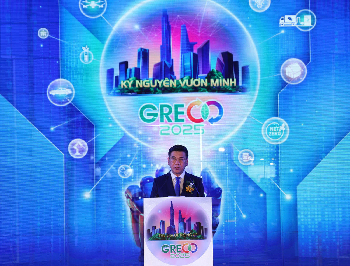 Phó Chủ tịch UBND TP Hồ Chí Minh Nguyễn Văn Dũng phát biểu khai mạc GRECO 2025. Ảnh; P.Q