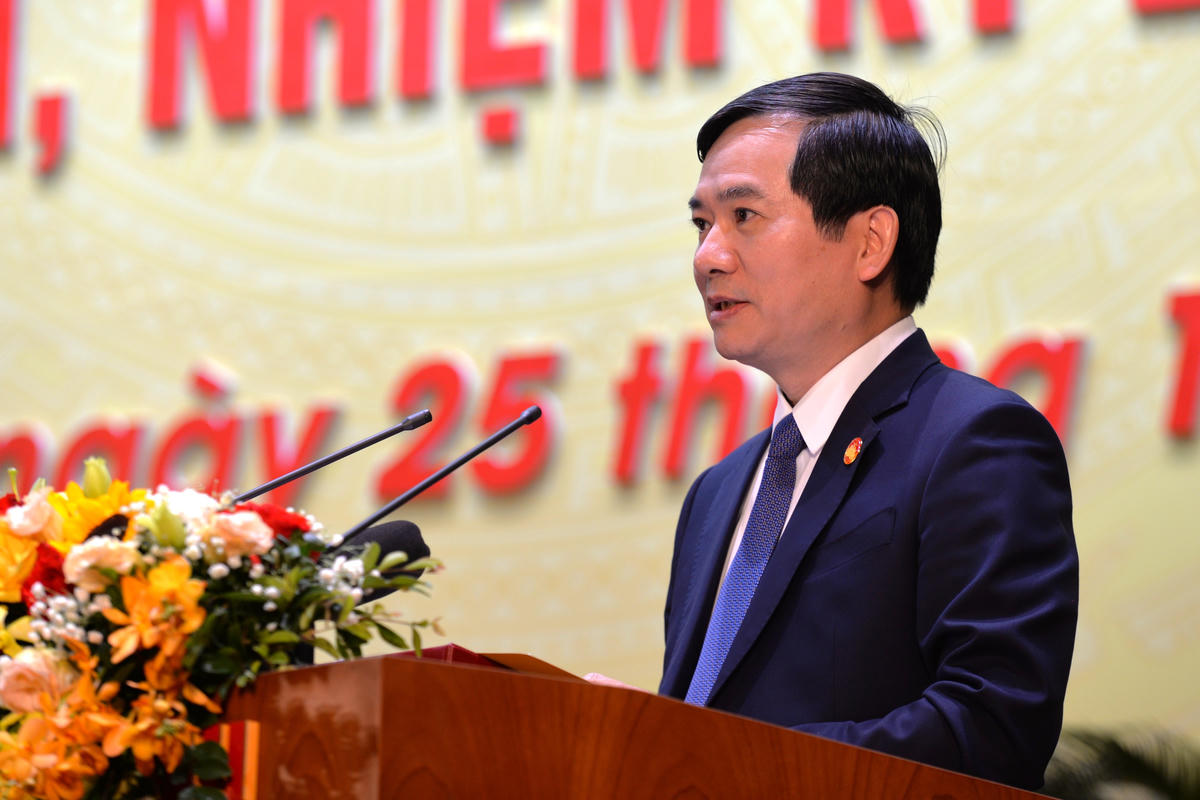 Ông Vũ Quyết Tiến, Phó Bí thư Tỉnh ủy, Chủ tịch Ủy ban MTTQ tỉnh khóa XIII. Ảnh: Ngọc Anh.