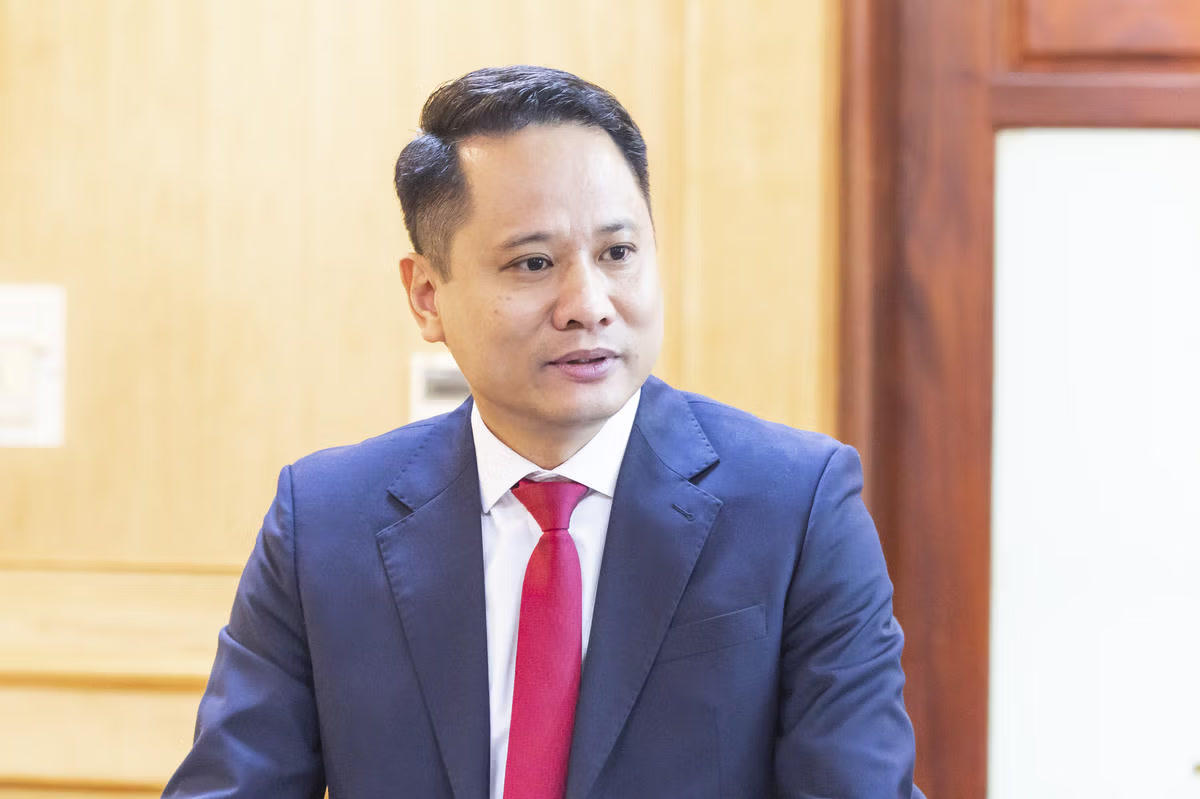 Tổng Biên tập Báo Đại đoàn kết Trương Thành Trung phát biểu tại buổi làm việc. Ảnh: Quang Vinh.