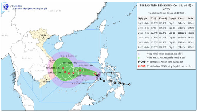 Bão số 15 giật cấp 10, có khả năng mạnh thêm