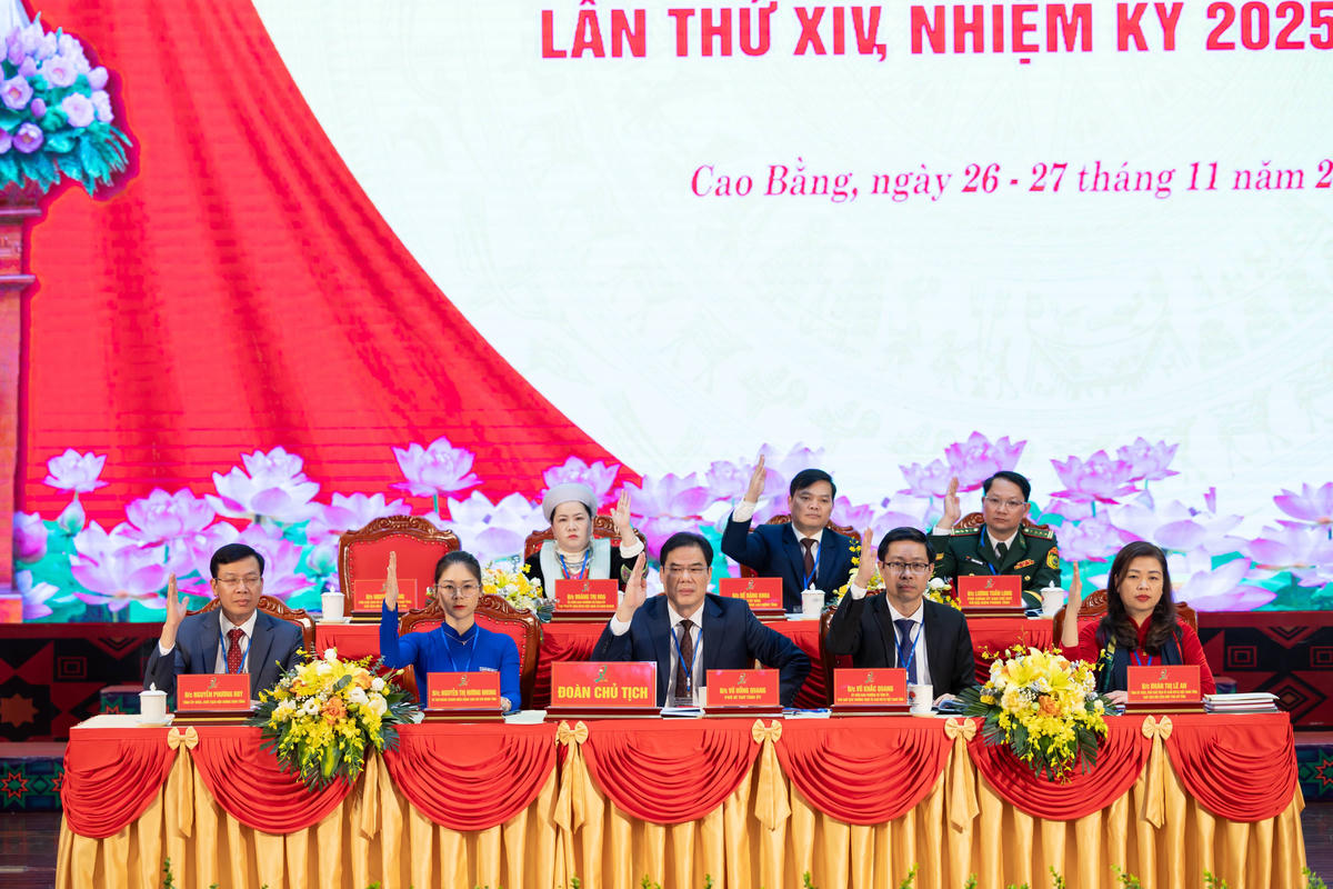 Hội nghị lần thứ nhất Ủy ban MTTQ Việt Nam tỉnh Cao Bằng khóa XIV đã hiệp thương cử ông Vũ Hồng Quang, Phó Bí thư Tỉnh ủy giữ chức vụ Chủ tịch Ủy ban MTTQ Việt Nam tỉnh Cao Bằng. Ảnh: Thanh Hà.