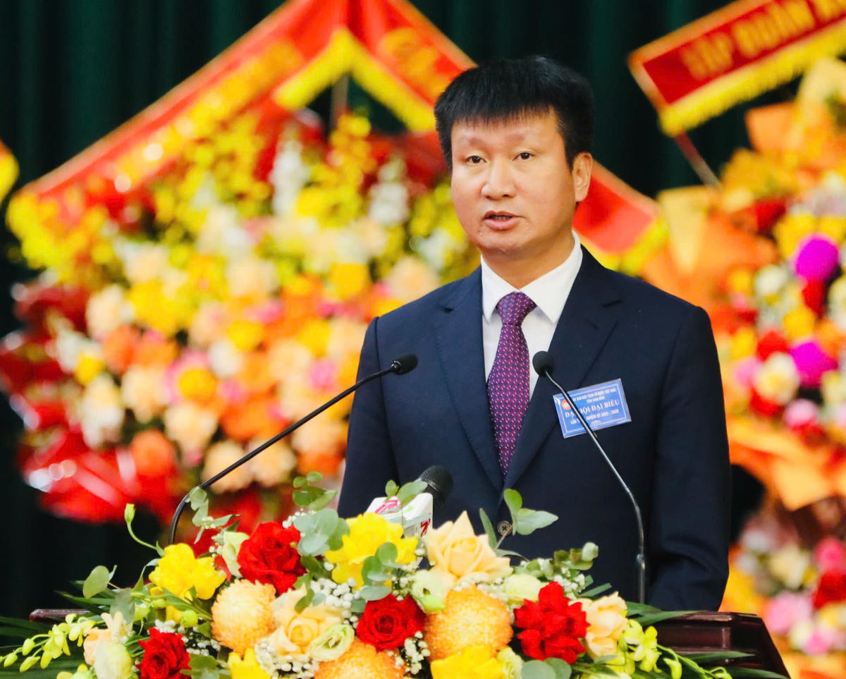 Ông Trần Huy Tuấn - Chủ tịch UBND tỉnh Ninh Bình phát biểu tại đại hội. Ảnh: Đức Lam