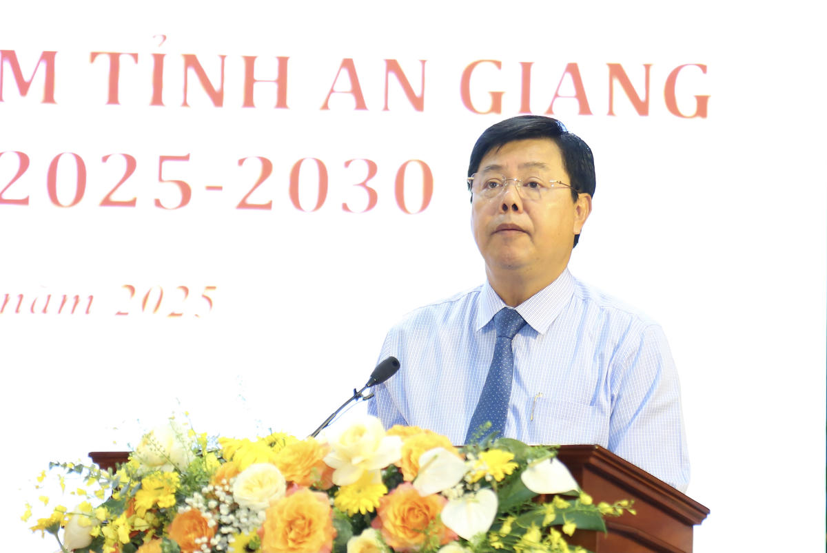  Bí thư Tỉnh ủy An Giang Nguyễn Tiến Hải phát biểu chỉ đạo Đại hội. (ảnh: Thanh Tiến)