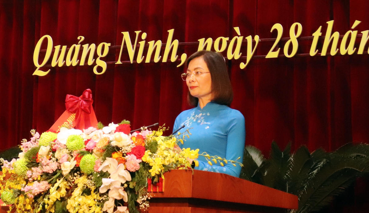  Bà Nguyễn Vũ Thu Hòa tái đắc cử Chủ tịch Hội LHPN tỉnh Quảng Ninh khóa XIII. Ảnh: Ngọc Anh.