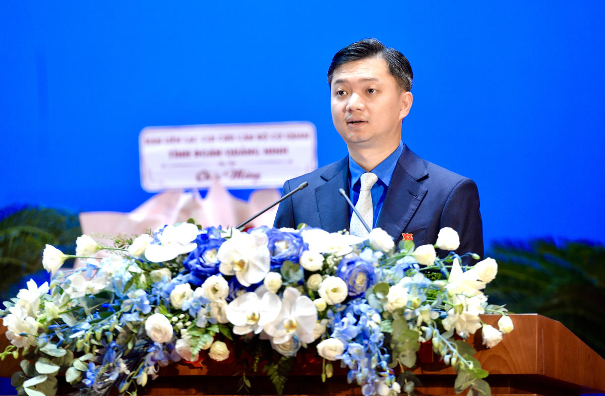 Anh Nguyễn Minh Triết, Bí thư BCH Trung ương Đoàn TNCS Hồ Chí Minh phát biểu tại Đại hội. Ảnh: Ngọc Anh