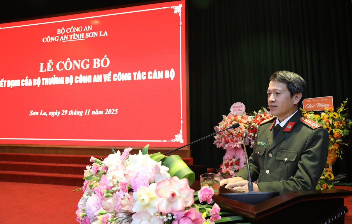 Đại tá Bùi Tuấn Anh phát biểu tại Lễ công bố. Ảnh: C.T.