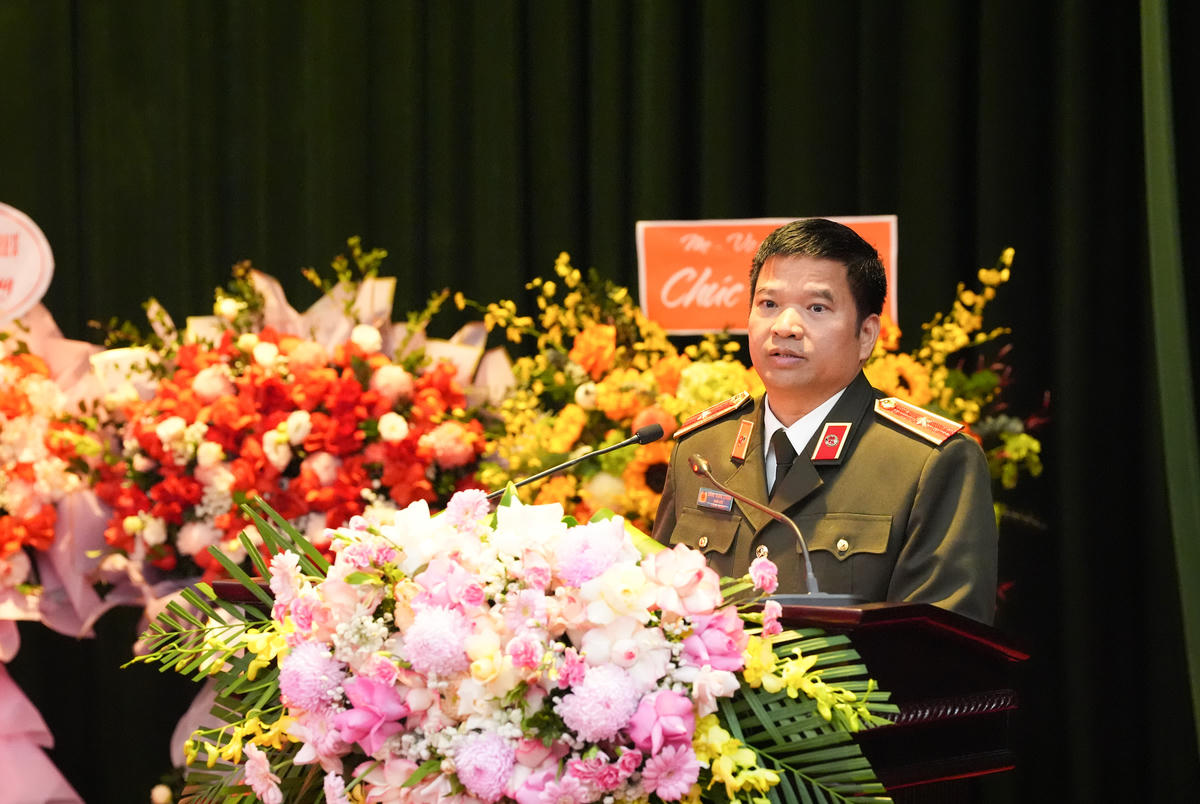 Thiếu tướng Đặng Trọng Cường, Giám đốc Công an tỉnh Sơn La phát biểu tại Lễ công bố. Ảnh: C.T.