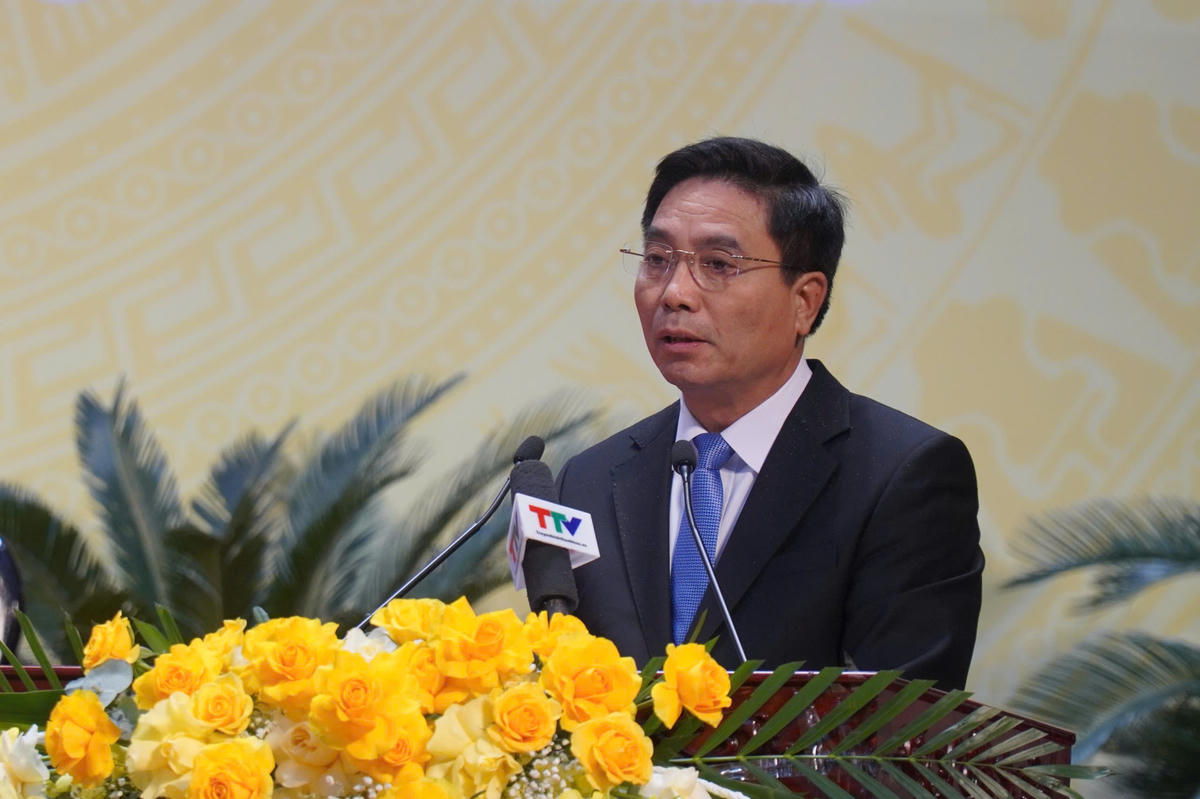 Ông Nguyễn Doãn Anh, Bí thư Tỉnh ủy Thanh Hóa phát biểu tại Đại hội. Ảnh: Nguyễn Chung.