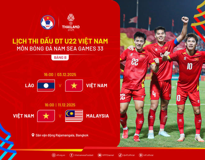 Lịch thi đấu của U22 Việt Nam tại SEA Games 33.
