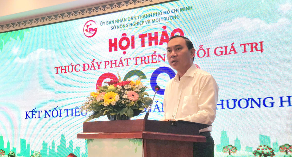 Ông Nguyễn Văn Đa, Thành ủy viên, Phó giám đốc Sở Nông nghiệp và Môi trường TPHCM phát biểu khai mạc hội nghị.