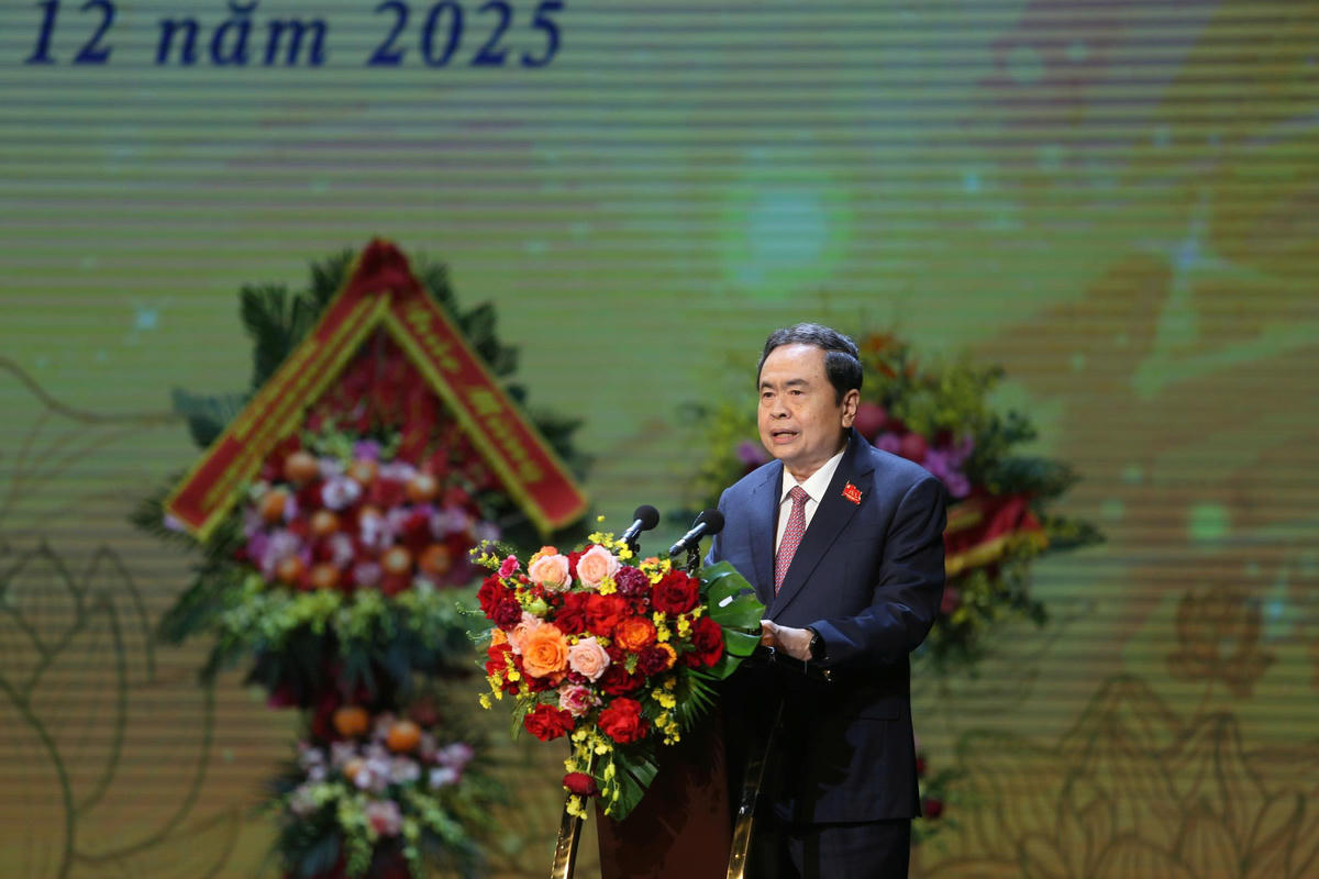 Chủ tịch Quốc hội Trần Thanh Mẫn phát biểu tại lễ kỷ niệm.