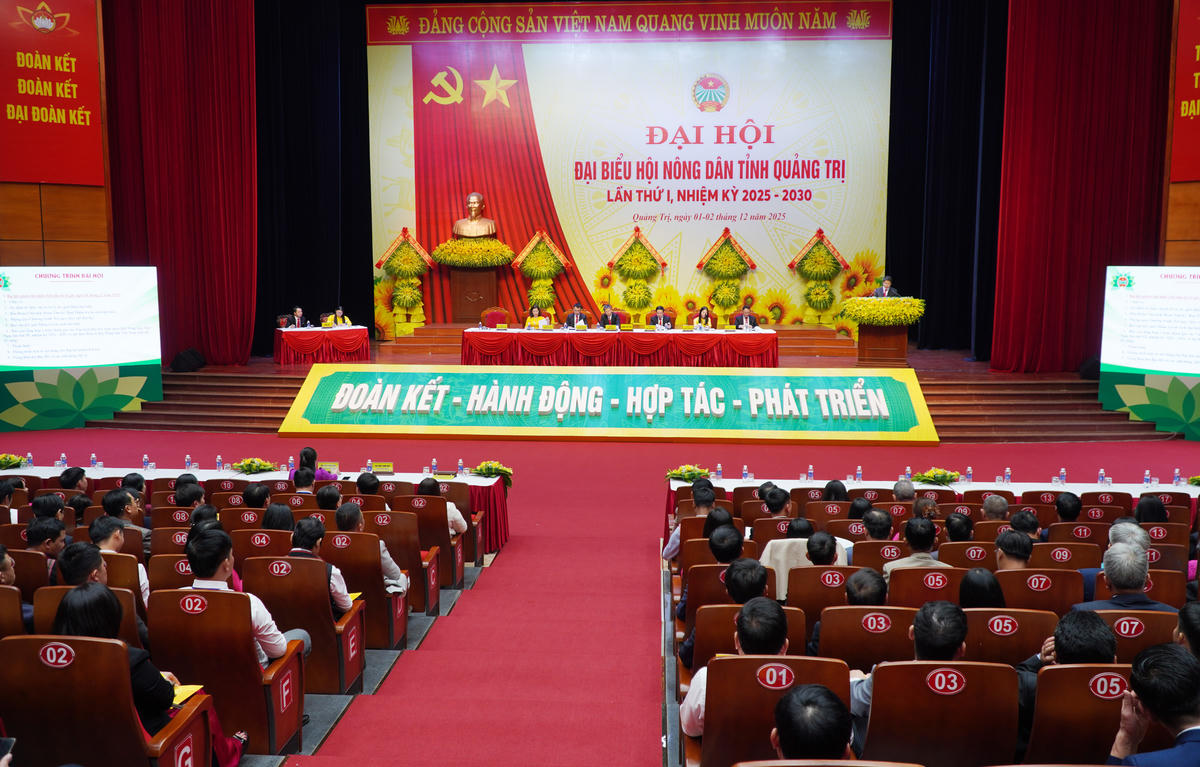 Quang cảnh Đại hội đại biểu Hội Nông dân tỉnh Quảng Trị lần thứ nhất, nhiệm kỳ 2025-2030.  Ảnh: X.T.
