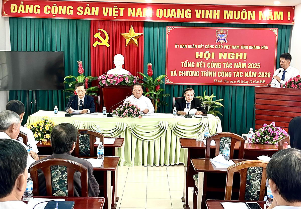 Ủy ban Đoàn kết Công giáo Việt Nam tỉnh Khánh Hòa đã tổ chức Hội nghị tổng kết công tác năm 2025  (ảnh Thùy Trang).