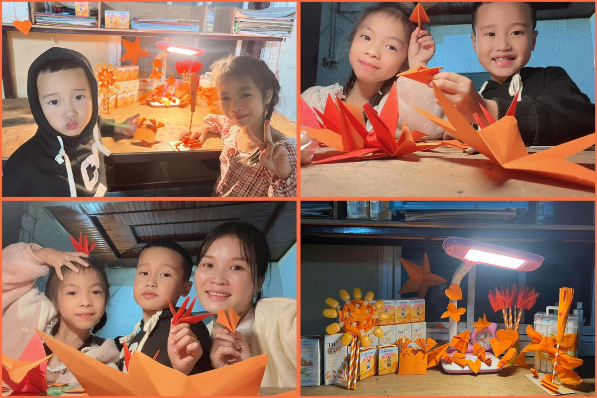 Khoảnh khắc gia đình trang trí góc cam năm 2024