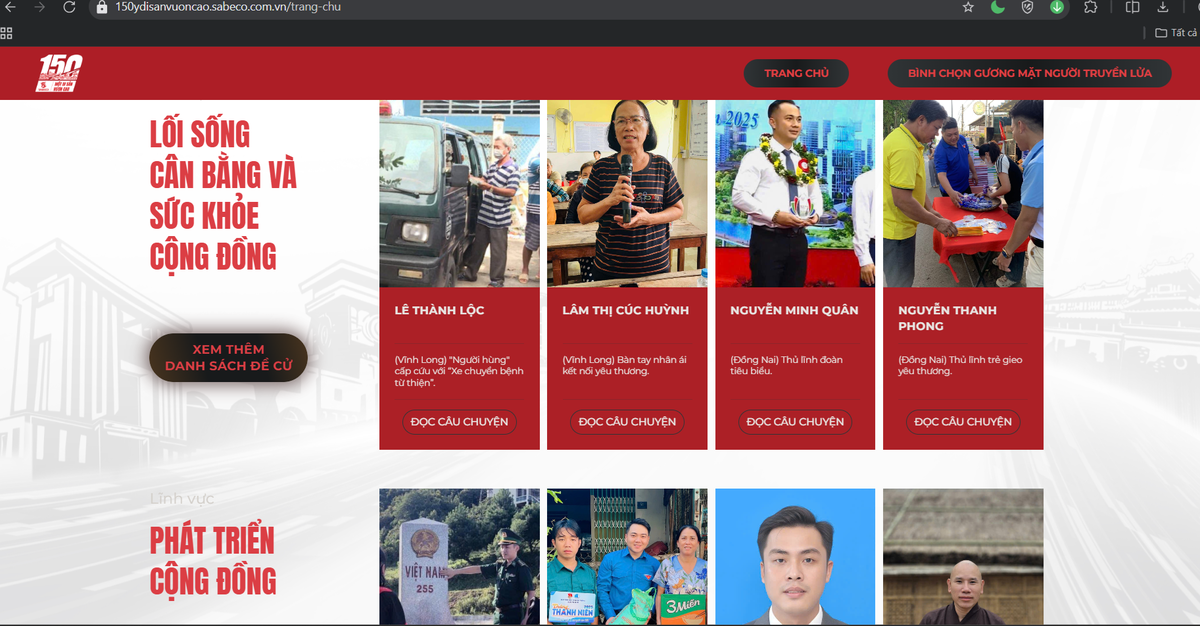 Ảnh chụp màn hình trang web bình chọn online.