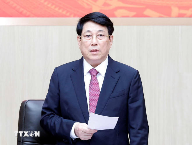 Chủ tịch nước Lương Cường phát biểu. (Ảnh: Thống Nhất/TTXVN)