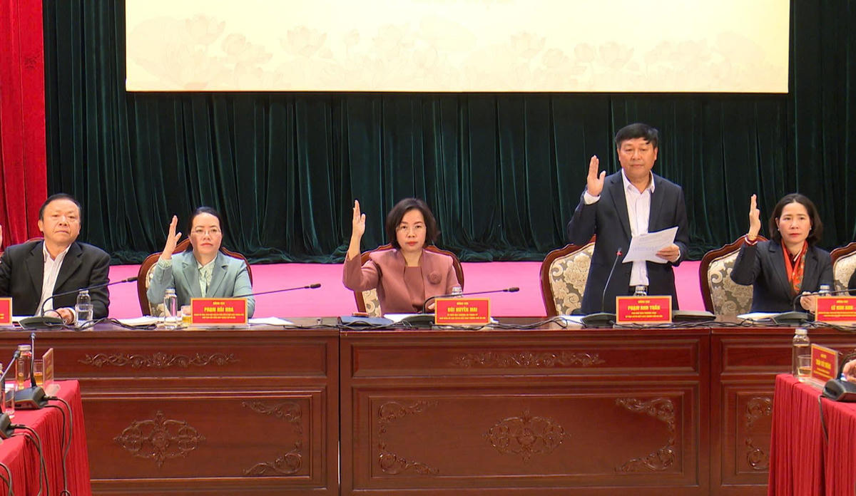 Các đại biểu biểu quyết thống nhất các nội dung về cơ cấu, thành phần, số lượng người được giới thiệu ứng cử đại biểu Quốc hội và HĐND thành phố Hà Nội. 