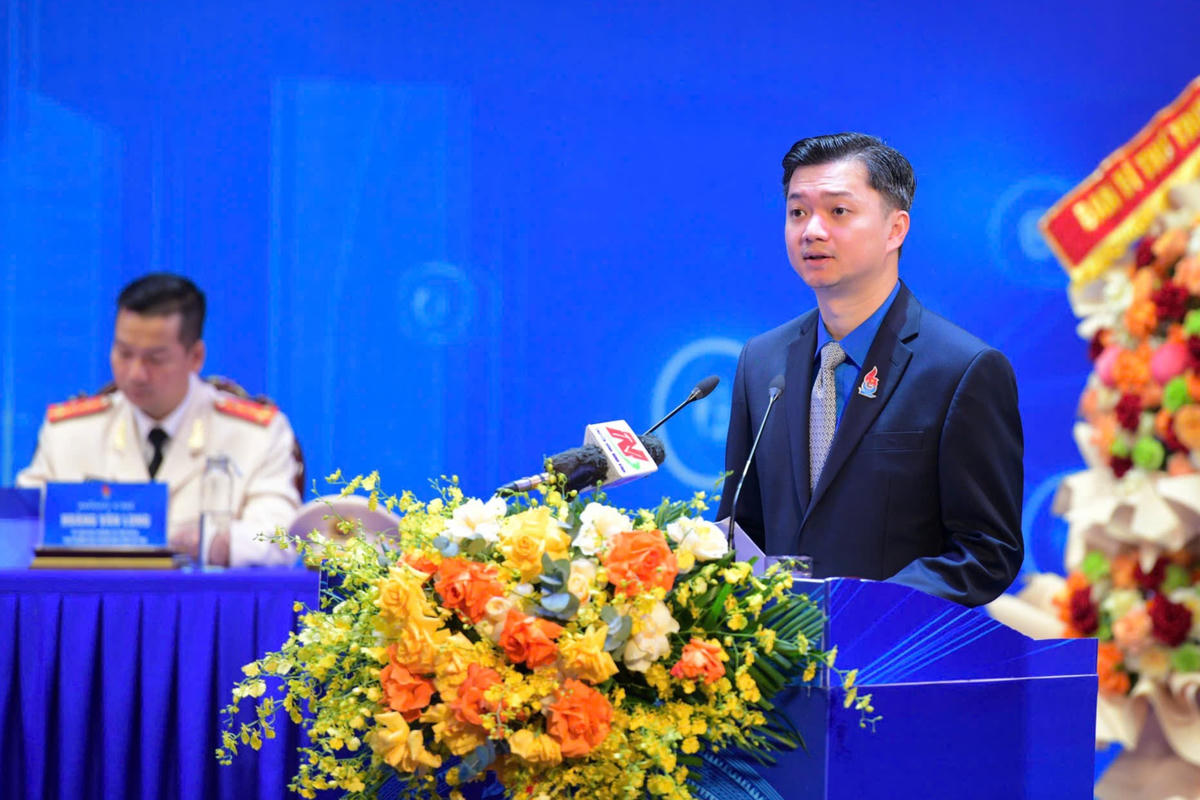  Ông Nguyễn Minh Triết - Bí thư Thường trực BCHTW Đoàn TNCS Hồ Chí Minh, Chủ tịch Hội Sinh viên Việt Nam phát biểu tại đại hội. Ảnh: Trường Giang