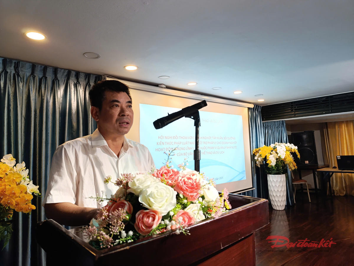 Ông Phạm Cao Thái, &nbsp;Vụ trưởng Vụ Pháp chế - Bộ VHTTDL phát biểu tại Hội nghị. Ảnh: Hồng Phúc.