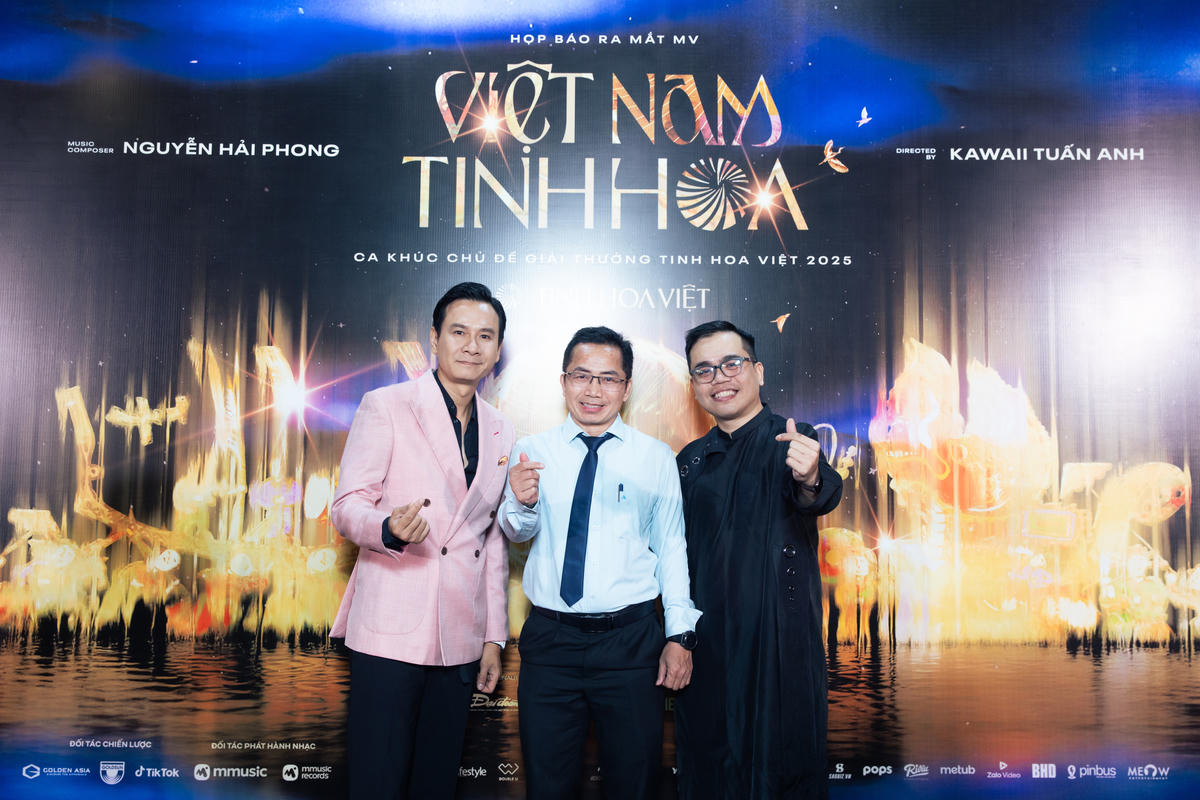 Nhà sản xuất Nguyễn Phan Giang, nhà báo Chu Ninh - Trưởng ban Đại diện Báo Đại đoàn kết tại TP. HCM và đạo diễn Kawaii Tuấn Anh tại buổi họp báo.