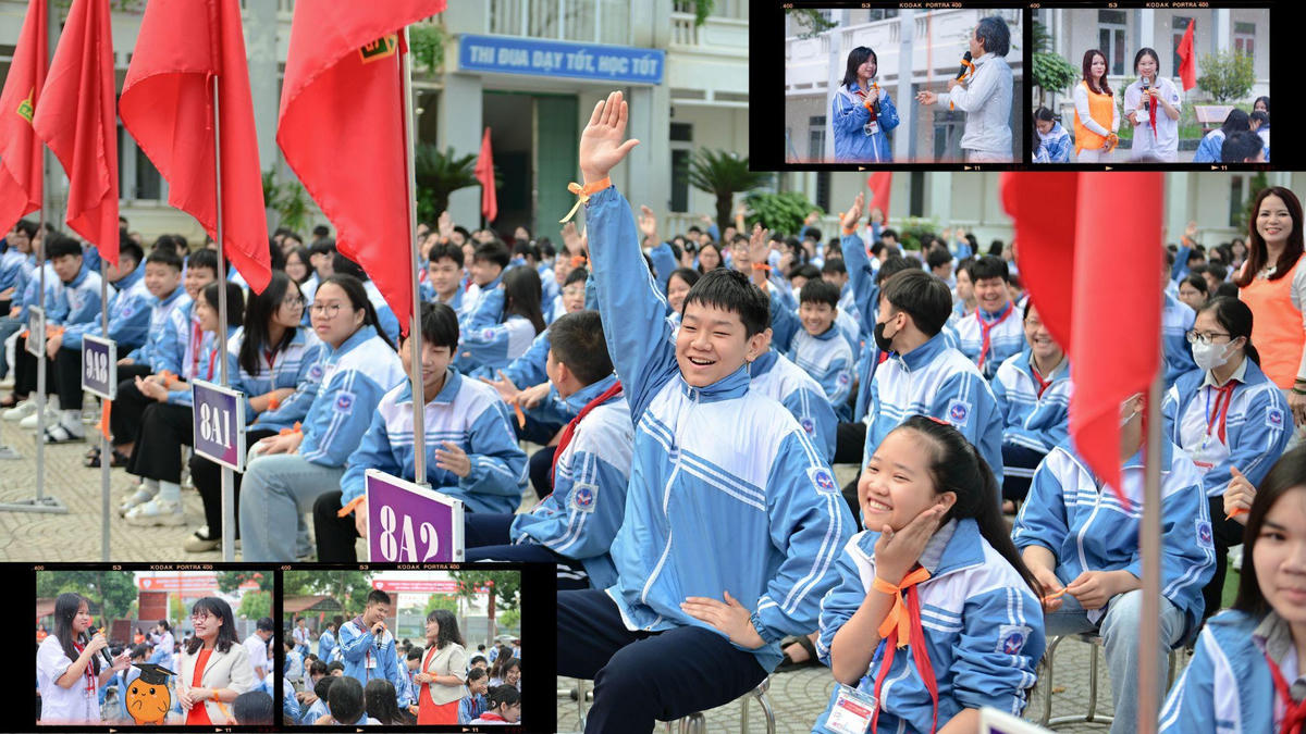 Học sinh tham gia tích cực các hoạt động của buổi truyền thông