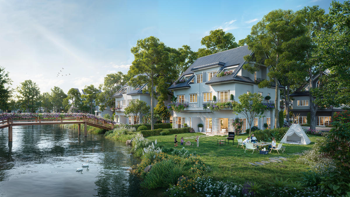 Sân vườn là nơi kết nối thành viên gia đình cư dân. Ảnh: ECP