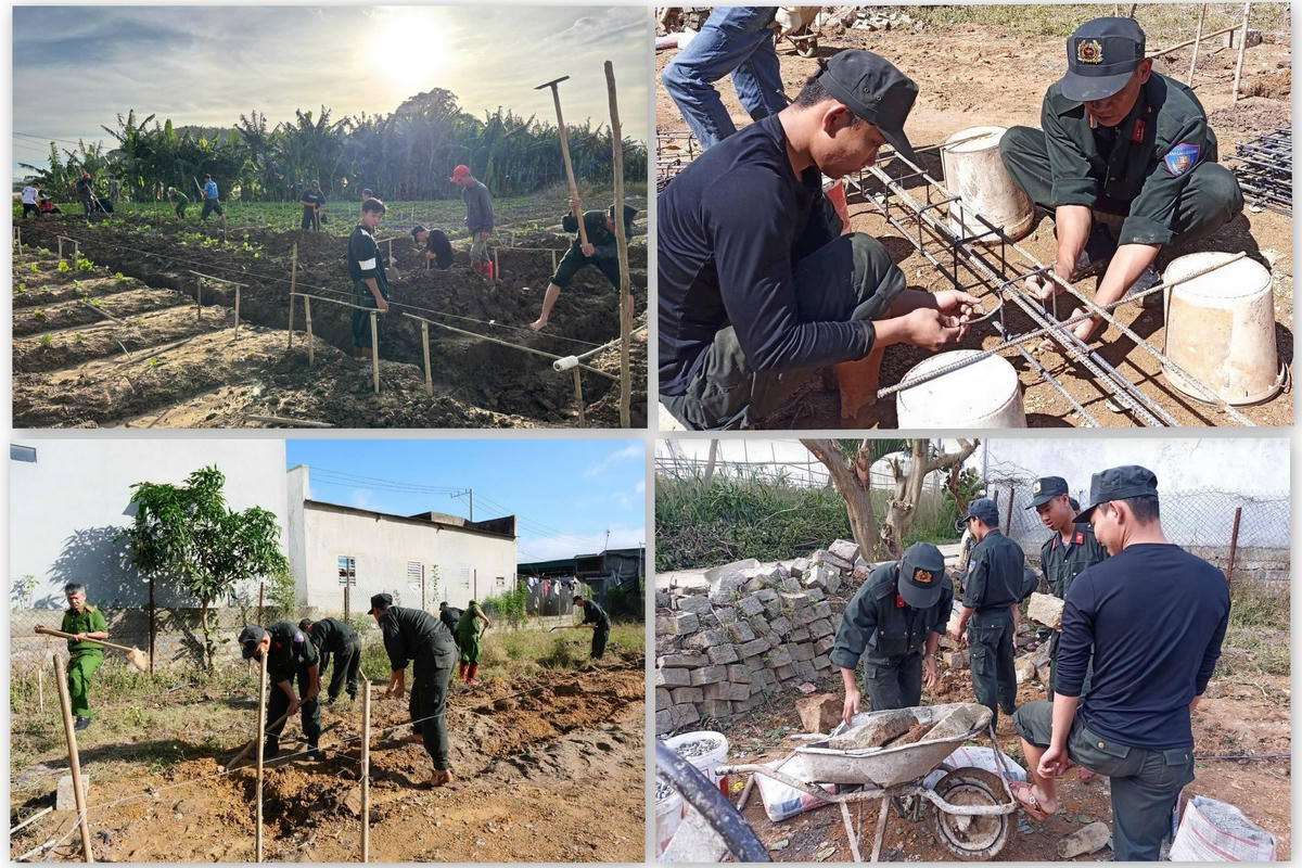 Lực lượng cảnh sát cơ động phối hợp với địa phương hỗ trợ 
những ngày công lao động.&nbsp; Ảnh: CA.