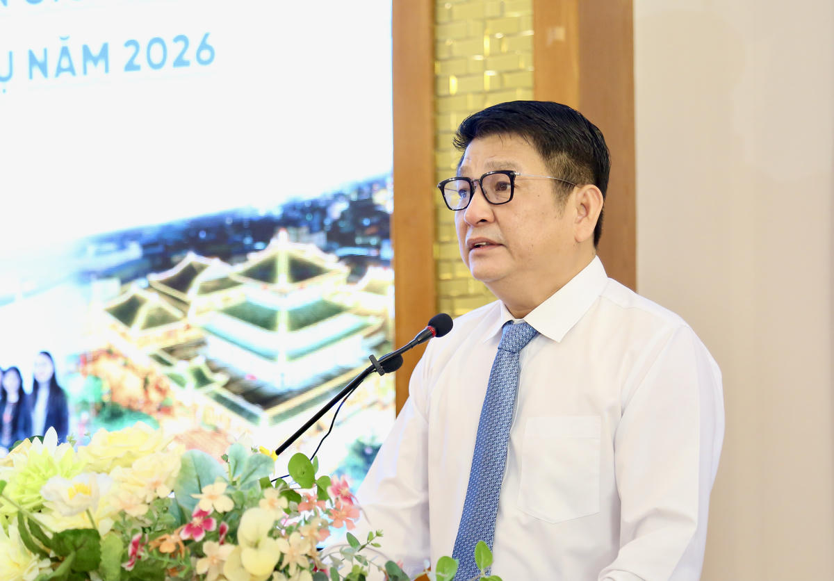 Giám đốc Sở Du lịch An Giang Bùi Quốc Thái phát biểu tại Hội nghị.&nbsp;(ảnh: Thanh Tiến)