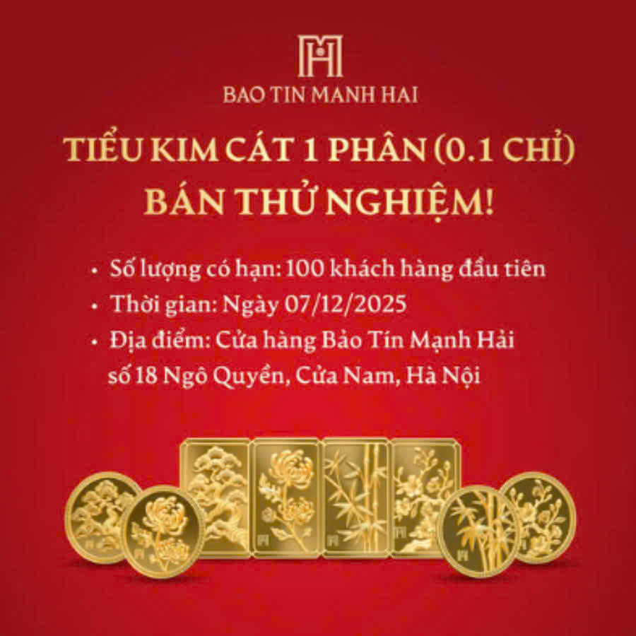 Thông tin chính thức đăng tải trên Fanpage chính thức của Bảo Tín Mạnh Hải về việc bán thử nghiệm vàng "Tiểu Kim Cát".