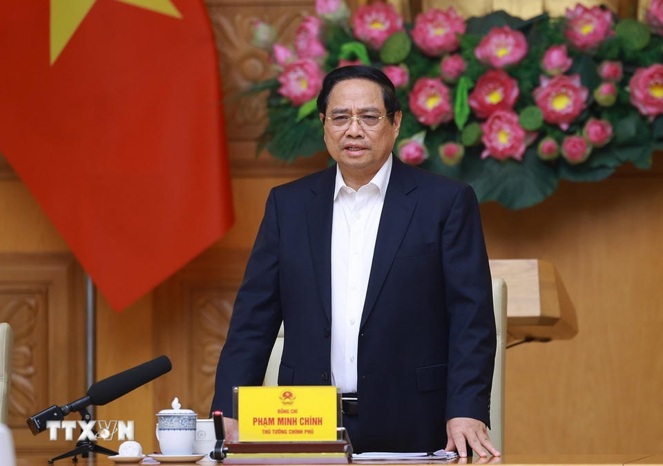 Thủ tướng Phạm Minh Chính kết luận cuộc họp triển khai “Chiến dịch Quang Trung”. (Ảnh: Dương Giang/TTXVN)