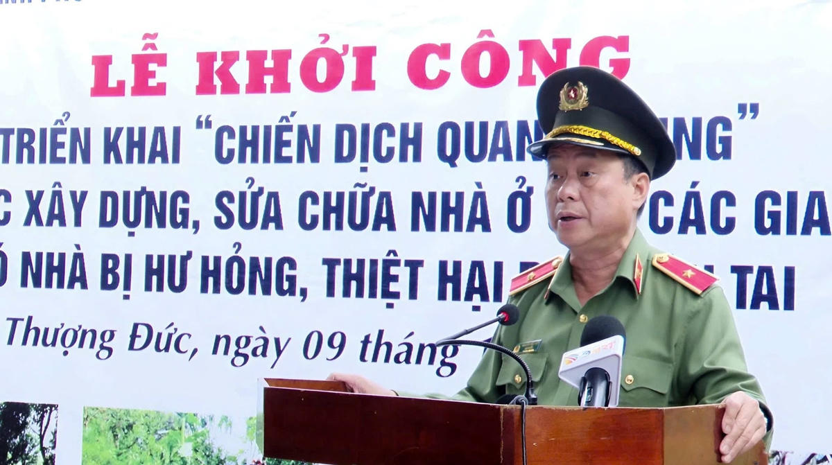 Thiếu tướng Nguyễn Hữu Hợp, Giám đốc Công an TP Đà Nẵng phát biểu tại lễ khởi công "Chiến dịch Quang Trung". Ảnh: CV.