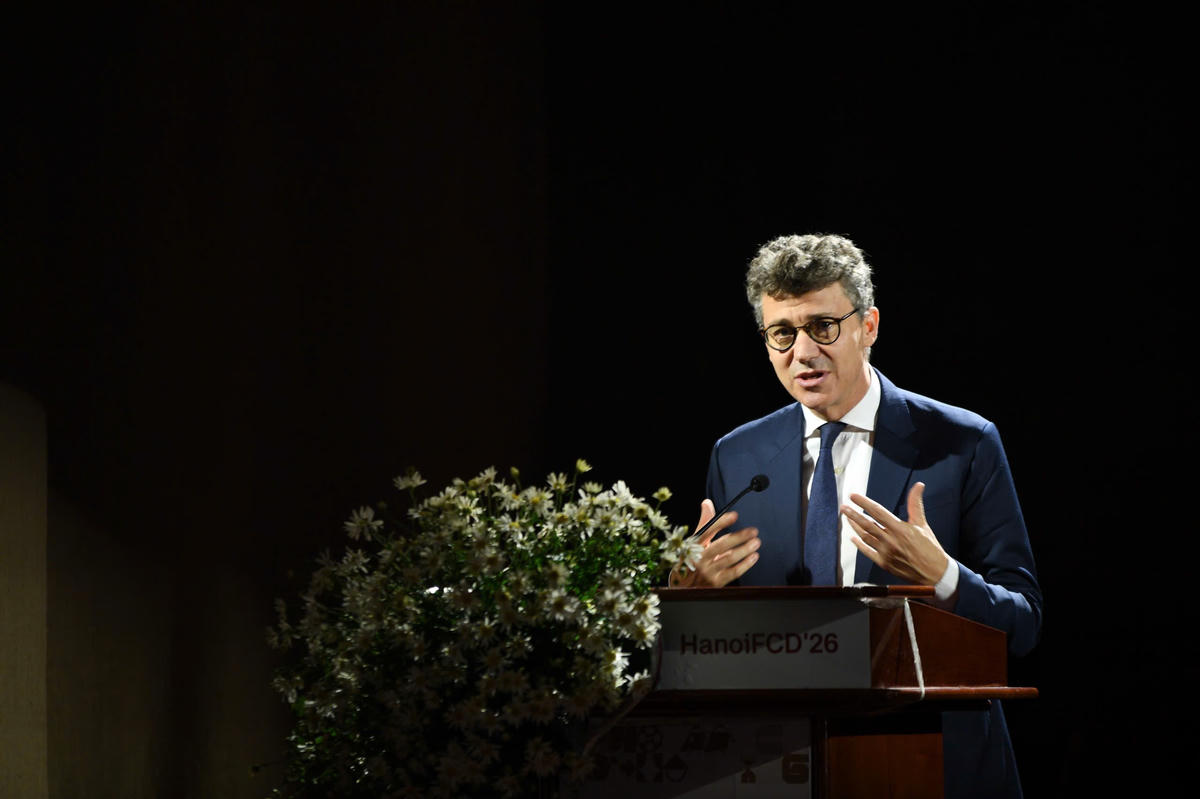 Ông Jonathan Wallace Baker - Trưởng Đại diện Văn phòng UNESCO tại Việt Nam khẳng định: UNESCO nhiệt liệt ủng hộ hành trình sáng tạo của Hà Nội và vui mừng đồng hành cùng thành phố trên con đường trở thành một không gian của trí tưởng tượng, kết nối và đổi mới. Ảnh:　Phạm Sỹ.