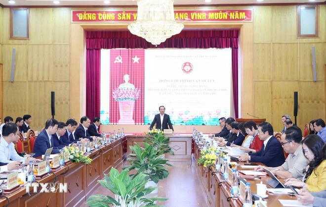 Chiều 11/12, tại Hà Nội, ông Trịnh Văn Quyết, Bí thư Trung ương Đảng, Trưởng Ban Tuyên giáo và Dân vận Trung ương làm việc với các cơ quan báo chí về nhiệm vụ thông tin, tuyên truyền Đại hội XIV của Đảng và trọng tâm công tác thông tin, tuyên truyền trong thời gian tới. (Ảnh: Phương Hoa/TTXVN)