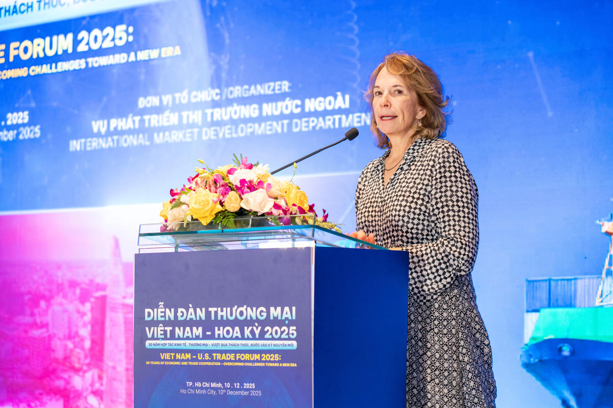 Bà Virginia Foote, Phó Chủ tịch Hiệp hội Thuongw mại Hoa Kỳ tại Hà Nội (AmCham Hà Nội).