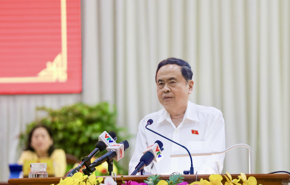 Chủ tịch Quốc hội Trần Thanh Mẫn phát biểu tại Hội nghị. (ảnh: NH)