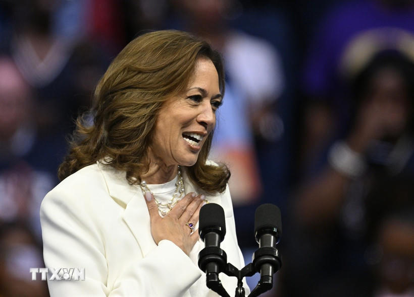 Bà Kamala Harris phát biểu trong cuộc vận động tranh cử Tổng thống Mỹ ở Savannah GA, ngày 29/8/2024. (Nguồn: AA/TTXVN).