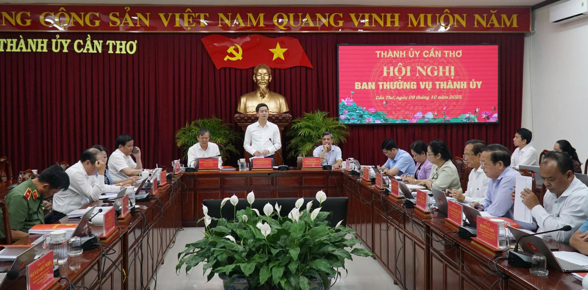 Lãnh đạo Thành ủy Cần Thơ tổ chức hội nghị Ban thường vụ triển khai các nhiệm vụ trọng tâm. 	Ảnh: ND&nbsp;