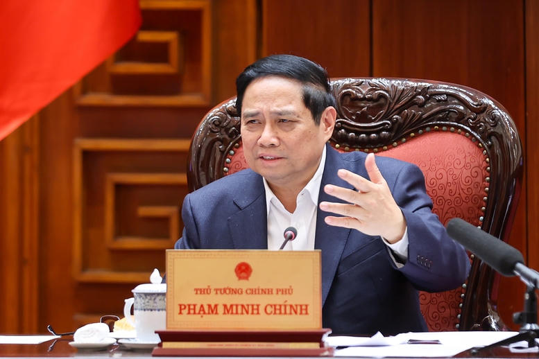 Thủ tướng Phạm Minh Chính phát biểu tại cuộc họp. Ảnh: Nhật Bắc