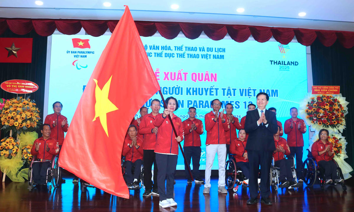 Lễ xuất quân của đoàn thể thao người khuyết tật dự Para Game. Ảnh: H.L.