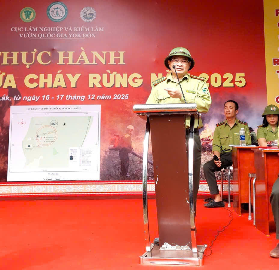 Ông Phạm Tuấn Linh – Giám đốc Vườn quốc gia Yok Đôn phát biểu. Ảnh:VQG