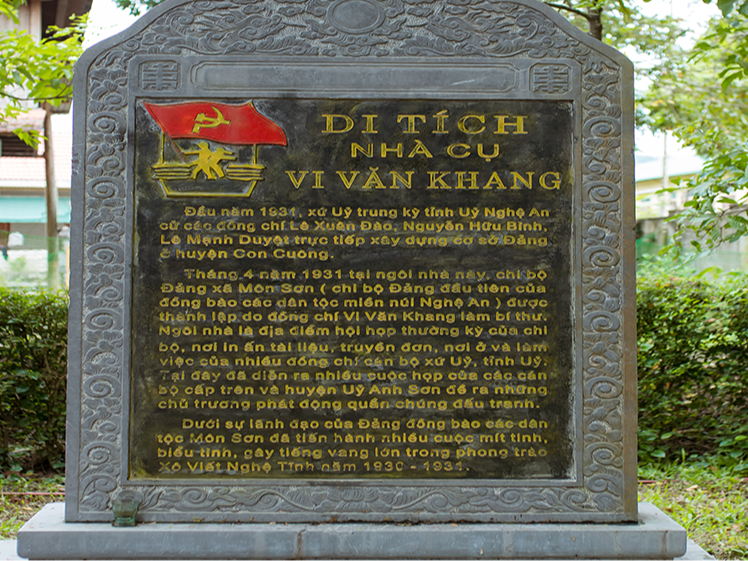 Di tích lịch sử cấp Quốc gia nhà cụ Vi Văn Khang nơi khai sinh ra chi bộ Đảng đầu tiên ở miền Tây xứ nghệ  trong phong trào Xô Viết Nghệ Tĩnh (1930 – 1931) được công nhận là Di tích Quốc gia đặc biệt theo Quyết định 1959/QĐ - TTg ngày 11 tháng 9 năm 2025.. 