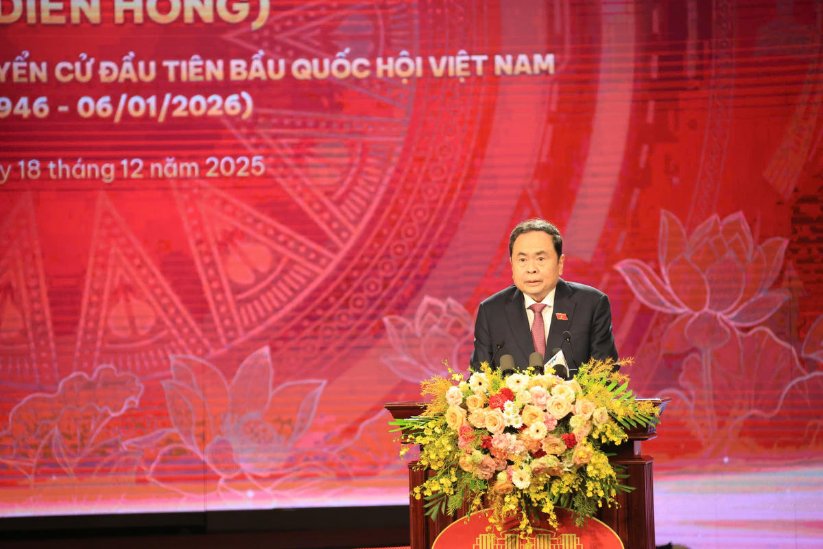 Chủ tịch Quốc hội Trần Thanh Mẫn phát biểu tại Lễ trao Giải (Ảnh: Quang Vinh)