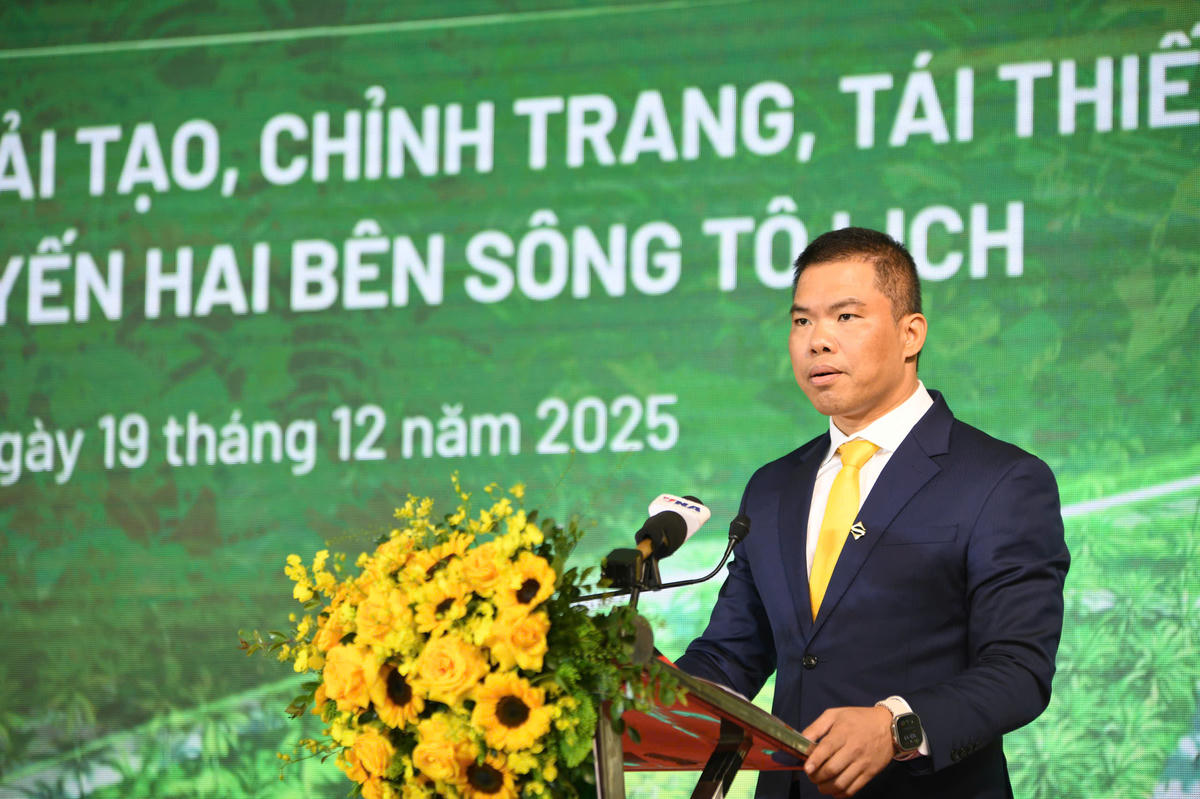 Ông Phạm Đức Hùng, Ủy viên Hội đồng quản trị, Phó Tổng Giám đốc thường trực Tập đoàn Sun Group phát biểu. Ảnh: Phạm Sỹ.