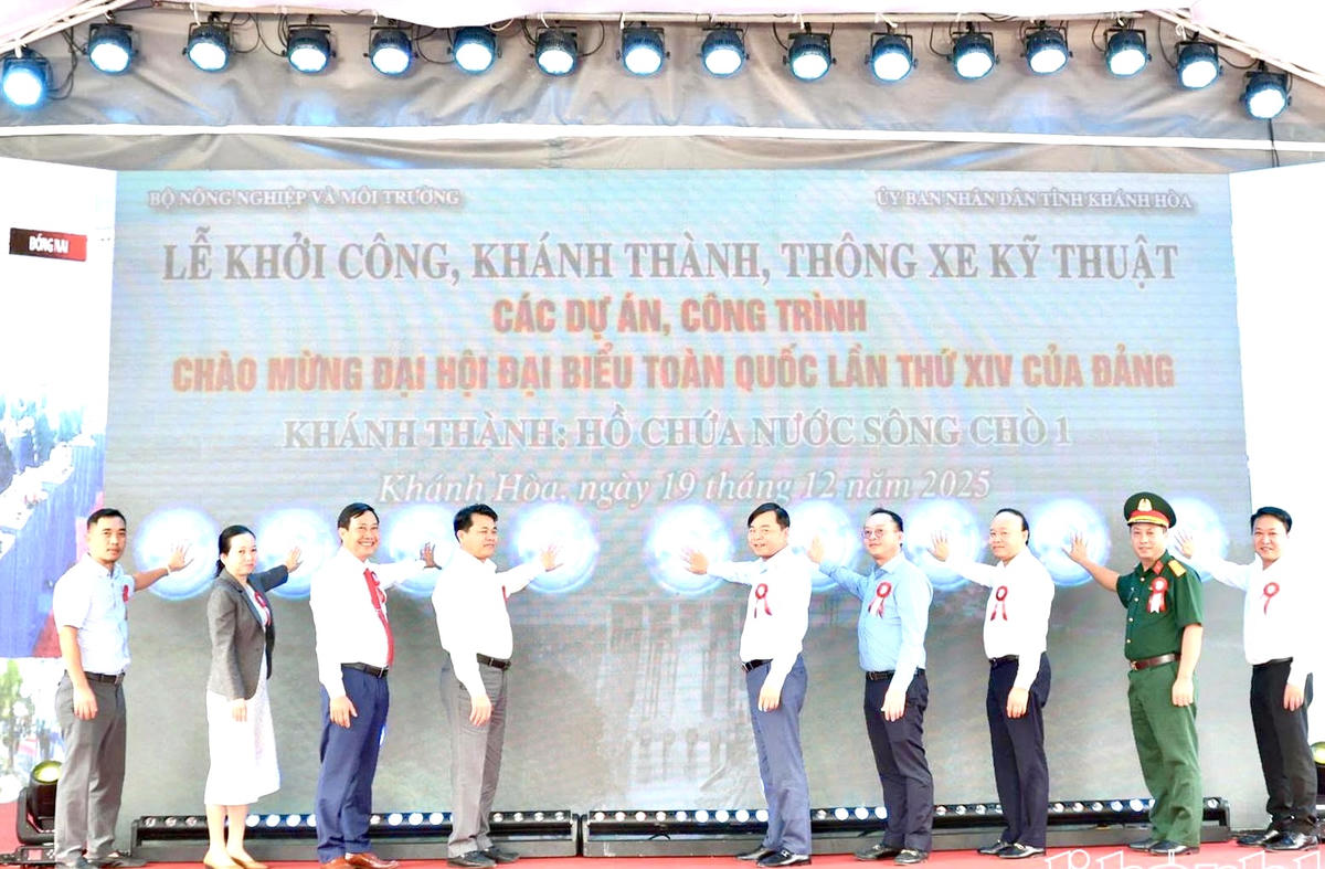 Khánh thành dự án hồ chứa nước Sông Chò 1 Khánh Hòa đưa vào khai thác. (ảnh Thùy Trang) 
